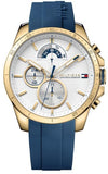 Tommy Hilfiger Decker White Dial Blue Rubber Strap Watch for Men - 1791353 Authentic Buy Shop Now