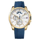 Tommy Hilfiger Decker White Dial Blue Rubber Strap Watch for Men - 1791353 Authentic Buy Shop Now