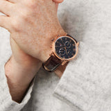 Tommy Hilfiger Kane Chronograph Blue Dial Brown Leather Strap Watch for Men - 1791399 Authentic Buy Shop Now