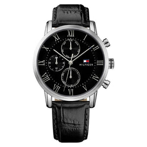 Tommy Hilfiger Kane Quartz Black Dial Black Leather Strap Watch for Men - 1791401 Authentic Buy Shop Now