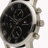 Tommy Hilfiger Kane Quartz Black Dial Black Leather Strap Watch for Men - 1791401 Authentic Buy Shop Now