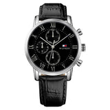 Tommy Hilfiger Kane Quartz Black Dial Black Leather Strap Watch for Men - 1791401 Authentic Buy Shop Now