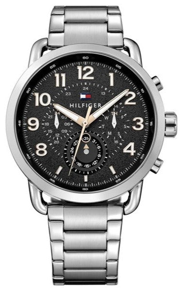 Tommy Hilfiger Briggs Chronograph Black Dial Silver Steel Strap Watch for Men - 1791422 Authentic Buy Shop Now