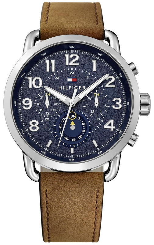 Tommy Hilfiger Briggs Chronograph Blue Dial Brown Leather Strap Watch for Men - 1791424 Authentic Buy Shop Now