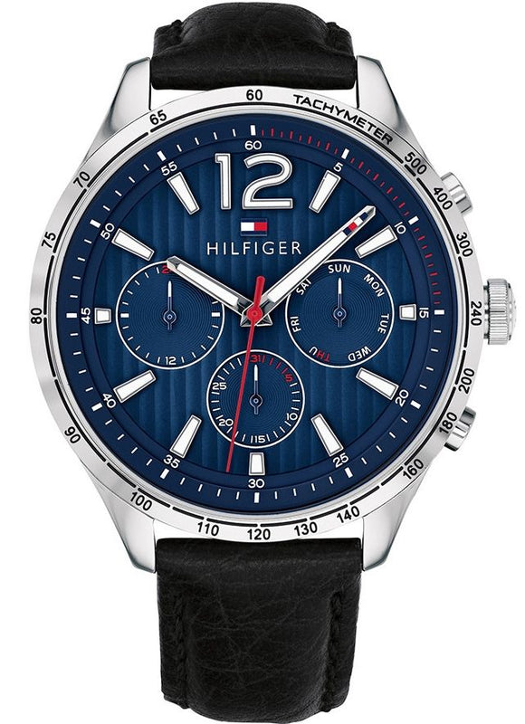 Tommy Hilfiger Gavin Blue Dial Blue Leather Strap Watch for Men - 1791468 Authentic Buy Shop Now