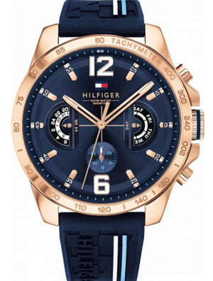 Tommy Hilfiger Decker Multifunction Blue Dial Blue Rubber Strap Watch for Men - 1791474 Authentic Buy Shop Now