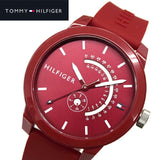 Tommy Hilfiger Denim Quartz Red Dial Red Rubber Strap Watch for Men - 1791480 Authentic Buy Shop Now