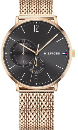 Tommy Hilfiger Brooklyn Grey Dial Gold Mesh Bracelet Watch for Men - 1791506 Authentic Buy Shop Now