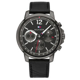 Tommy Hilfiger London Chronograph Grey Dial Black Leather Strap Watch for Men - 1791533 Authentic Buy Shop Now