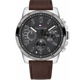 Tommy Hilfiger Decker Grey Dial Brown Leather Strap Watch for Men - 1791562 Authentic Buy Shop Now