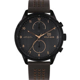 Tommy Hilfiger Chase Quartz Black Dial Brown Leather Strap Watch for Men - 1791577 Authentic Buy Shop Now