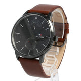 Tommy Hilfiger Hunter Black Dial Brown Leather Strap Watch for Men - 1791604 Authentic Buy Shop Now