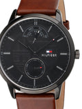 Tommy Hilfiger Hunter Black Dial Brown Leather Strap Watch for Men - 1791604 Authentic Buy Shop Now