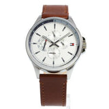 Tommy Hilfiger Multi Function Quartz White Dial Brown Leather Strap Watch for Men - 1791614 Authentic Buy Shop Now
