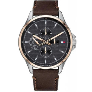 Tommy Hilfiger Shawn Multifunction Grey Dial Brown Leather Strap Watch for Men - 1791615 Authentic Buy Shop Now