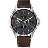 Tommy Hilfiger Shawn Multifunction Grey Dial Brown Leather Strap Watch for Men - 1791615 Authentic Buy Shop Now