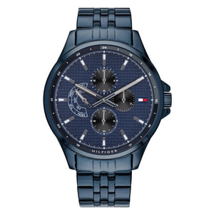 Tommy Hilfiger Shawn Quartz Blue Dial Blue Steel Strap Watch for Men - 1791618 Authentic Buy Shop Now
