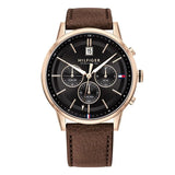 Tommy Hilfiger Multi Function Chronograph Black Dial Brown Leather Strap Watch for Men - 1791631 Authentic Buy Shop Now