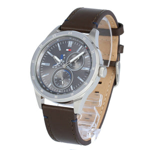 Tommy Hilfiger Austin Grey Dial Brown Leather Strap Watch for Men - 1791637 Authentic Buy Shop Now