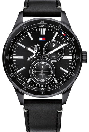 Tommy Hilfiger Austin Black Dial Black Leather Strap Watch for Men - 1791638 Authentic Buy Shop Now