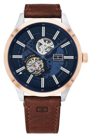 Tommy Hilfiger Spencer Blue Dial Brown Leather Strap Watch for Men - 1791642 Authentic Buy Shop Now