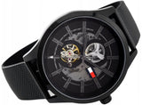 Tommy Hilfiger Spencer Skeleton Black Dial Black Mesh Bracelet Watch for Men - 1791644 Authentic Buy Shop Now