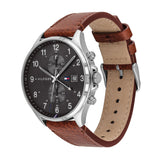 Tommy Hilfiger West Chronograph Grey Dial Brown Leather Strap Watch For Men - 1791710 Authentic Buy Shop Now