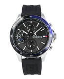 Tommy Hilfiger Bank Quartz Black Dial Black Rubber Strap Watch for Men - 1791724 Authentic Buy Shop Now