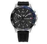 Tommy Hilfiger Bank Quartz Black Dial Black Rubber Strap Watch for Men - 1791724 Authentic Buy Shop Now