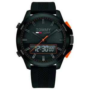 Tommy Hilfiger Jeans Analog Black Dial Black Silicone Strap Watch For Men - 1791763 Authentic Buy Shop Now