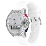 Tommy Hilfiger Digital Silver Dial White Silicone Strap Watch For Men - 1791764 Authentic Buy Shop Now