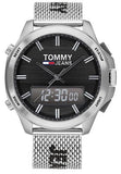 Tommy Hilfiger Digital Black Dial Silver Mesh Bracelet Watch For Men - 1791765 Authentic Buy Shop Now