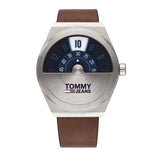 Tommy Hilfiger Monogram Pop Quartz Silver Dial Brown Leather Strap Watch For Men - 1791772 Authentic Buy Shop Now
