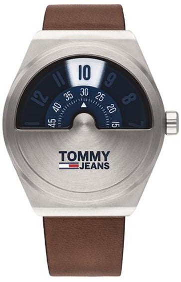 Tommy Hilfiger Monogram Pop Quartz Silver Dial Brown Leather Strap Watch For Men - 1791772 Authentic Buy Shop Now