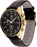 Tommy Hilfiger Parker Chronograph Black Dial Brown Leather Strap Watch For Men - 1791836 Authentic Buy Shop Now