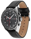 Tommy Hilfiger Parker Chronograph Quartz Grey Dial Black Leather Strap Watch For Men - 1791838 Authentic Buy Shop Now