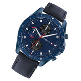 Tommy Hilfiger Parker Chronograph Quartz Blue Dial Blue Leather Strap Watch For Men - 1791839 Authentic Buy Shop Now