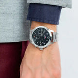 Tommy Hilfiger Asher Chronograph Black Dial Silver Steel Strap Watch For Men - 1791852 Authentic Buy Shop Now
