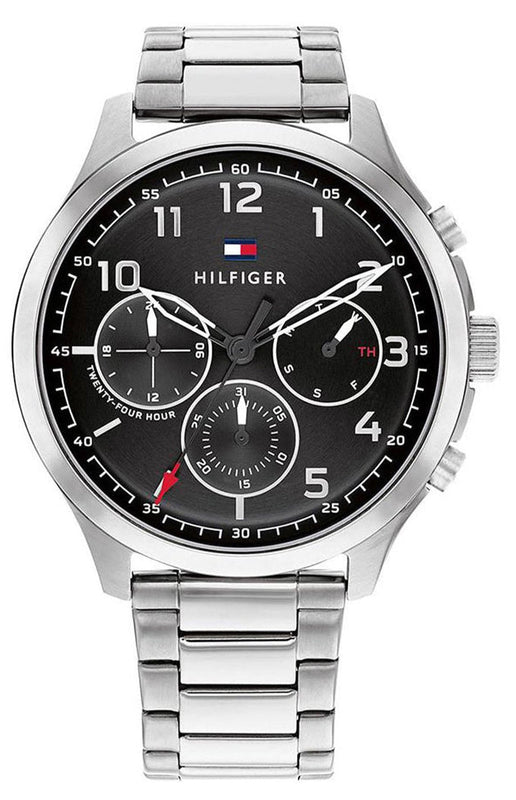 Tommy Hilfiger Asher Chronograph Black Dial Silver Steel Strap Watch For Men - 1791852 Authentic Buy Shop Now