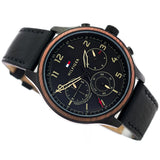 Tommy Hilfiger Asher Chronograph Black Dial Black Leather Strap Watch For Men - 1791854 Authentic Buy Shop Now