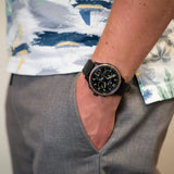 Tommy Hilfiger Asher Chronograph Black Dial Black Leather Strap Watch For Men - 1791854 Authentic Buy Shop Now