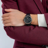 Tommy Hilfiger Asher Chronograph Black Dial Black Leather Strap Watch For Men - 1791854 Authentic Buy Shop Now