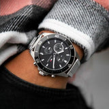 Tommy Hilfiger Larson Multifunction Black Dial Silver Steel Strap Watch For Men - 1791916 Authentic Buy Shop Now