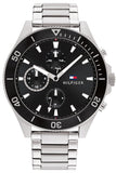 Tommy Hilfiger Larson Multifunction Black Dial Silver Steel Strap Watch For Men - 1791916 Authentic Buy Shop Now
