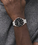 Tommy Hilfiger Larson Multifunction Black Dial Silver Steel Strap Watch For Men - 1791916 Authentic Buy Shop Now