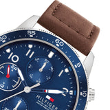 Tommy Hilfiger Jimmy Chronograph Quartz Blue Dial Brown Leather Strap Watch For Men - 1791946 Authentic Buy Shop Now