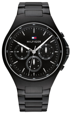 Tommy Hilfiger Justin Chronograph Black Dial Black Steel Strap Watch For Men - 1792055 Authentic Buy Shop Now