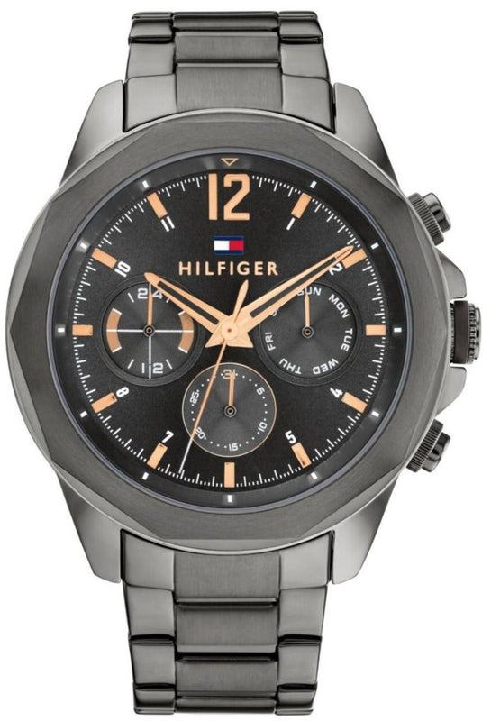 Tommy Hilfiger Lars Chronograph Black Dial Black Steel Strap Watch For Men - 1792061 Authentic Buy Shop Now