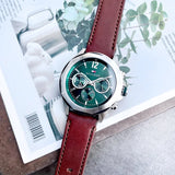 Tommy Hilfiger Lars Chronograph Green Dial Brown Leather Strap Watch For Men - 1792064 Authentic Buy Shop Now