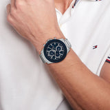 Tommy Hilfiger Clark Chronograph Blue Dial Silver Steel Strap Watch For Men - 1792080 Authentic Buy Shop Now